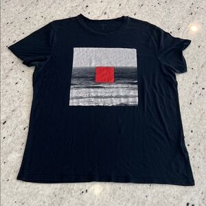 Hollister Black Graphic Tee with Red Accent Screen Print